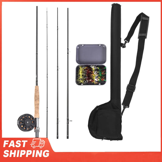 9' Fly Fishing Rod Reel Combo Carry Bag 20 Flies Complete Starter Peaceful Pleasures Health and Wellness
