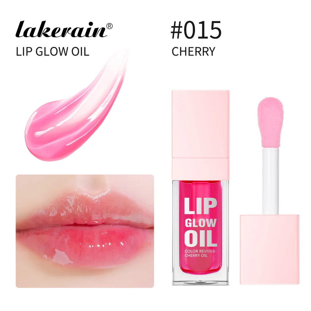 Crystal Lip Glow Oil Cherry Pink Lips Plumper Gloss Hydrating Plumping Lips Coat Tinted Lip Plumper Serum Lips Glow Oil Makeup Peaceful Pleasures Health and Wellness 015 CHERRY
