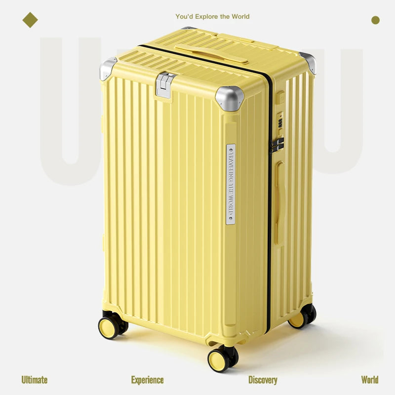 Hard Shell Carry-On Suitcase Rolling Travel Luggage with Spinner Wheels 20 24 26 28 30 Inch Large Capacity Durable Luggage Peaceful Pleasures Health and Wellness Yellow Zipper Type 20 inch