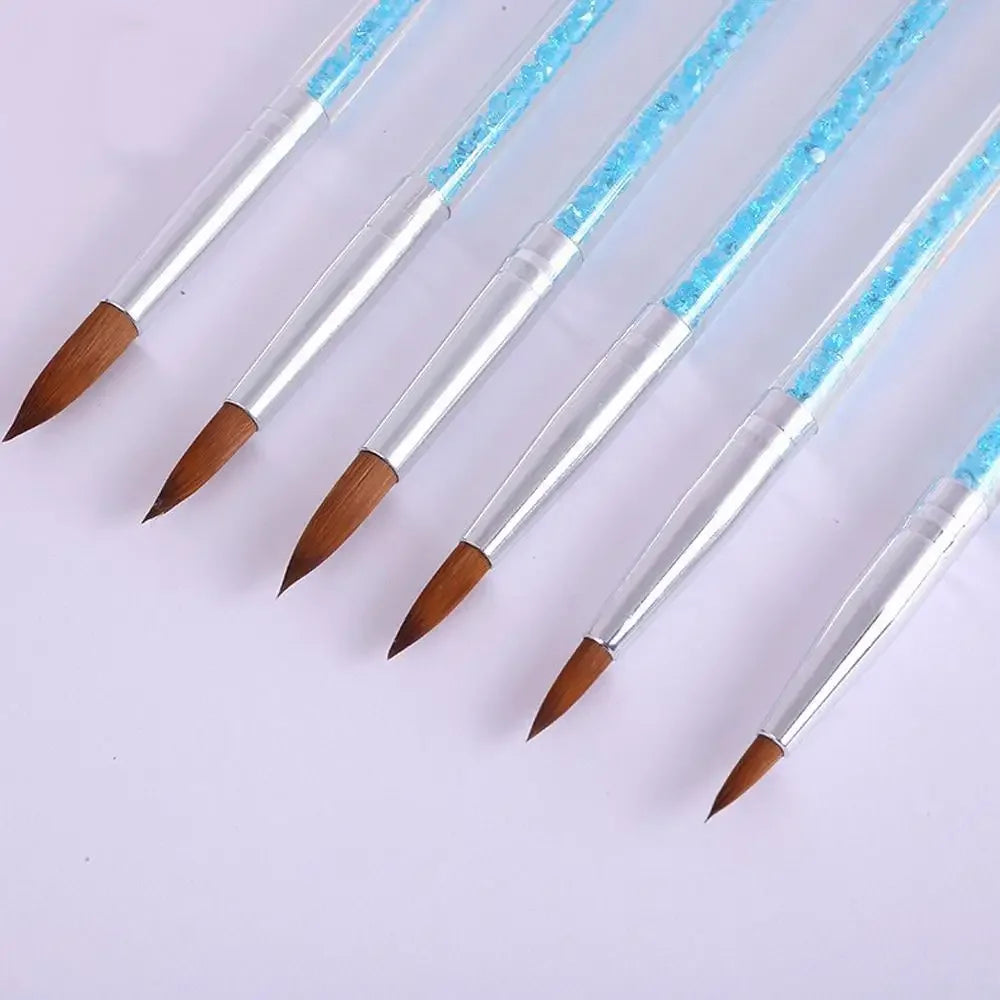 6Pcs/set Nail Art Brush, Acrylic UV Gel Glitter Drawing Painting Brushes Crystal Handle Nylon Hair Carving Flower Pens Nail Tool Peaceful Pleasures Health and Wellness