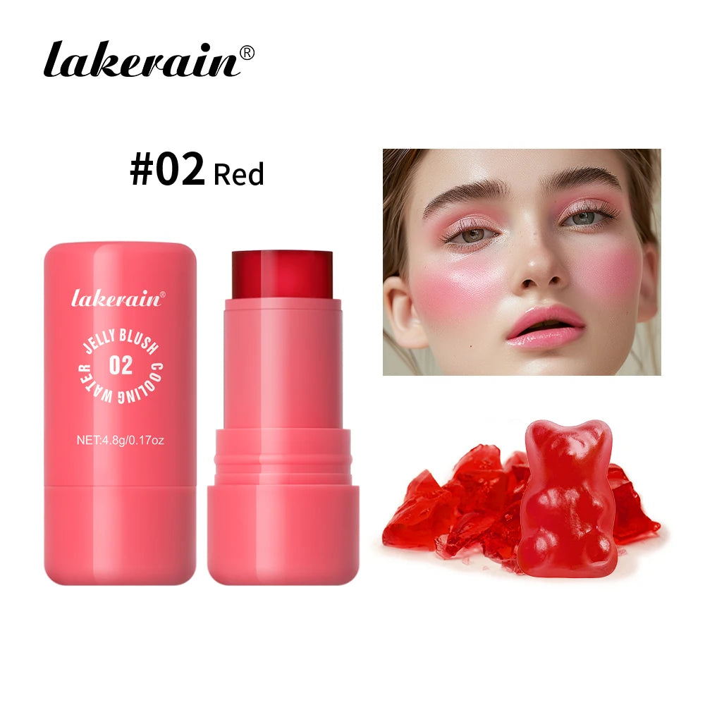 Original Cooling Water Jelly Blush Stick Blush Tinted Cosmetics Tint Stick Watercolor Multi-Use Matte Blush Makeup For Women Peaceful Pleasures Health and Wellness 02 Red