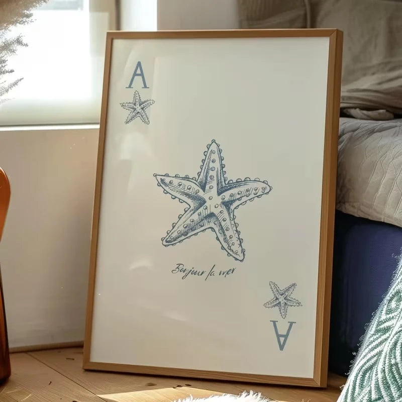 3-Piece Coastal Blue Seashell Canvas Wall Art | Home Decor