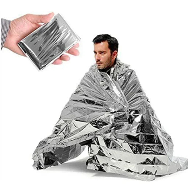 Emergent Blanket Mylar Thermal Outdoor Survive First Aid Kit Rescue Space Foil Camp Hike Mountaineer Bug Out Bag Heat Retain Peaceful Pleasures Health and Wellness