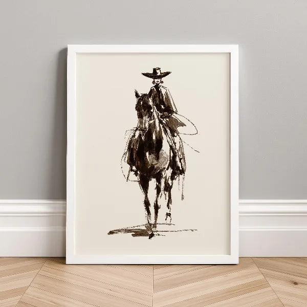 Western Cowboy Cowgirl Line Poster Retro Southwestern Rodeo Fashion Ranch Canvas Painting Wall Art for Living Room Home Decor Peaceful Pleasures Health and Wellness 3 50x70cm
