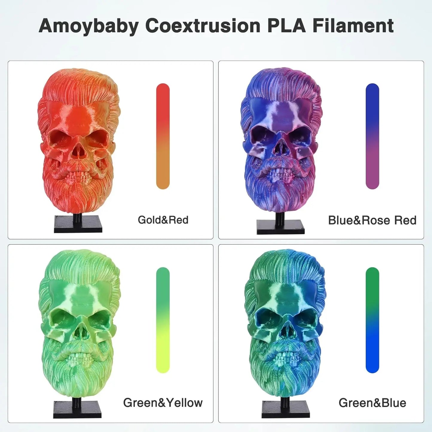 Dual-Color Shiny PLA Filament 1.75mm | 4 Colors, 200g–1kg
