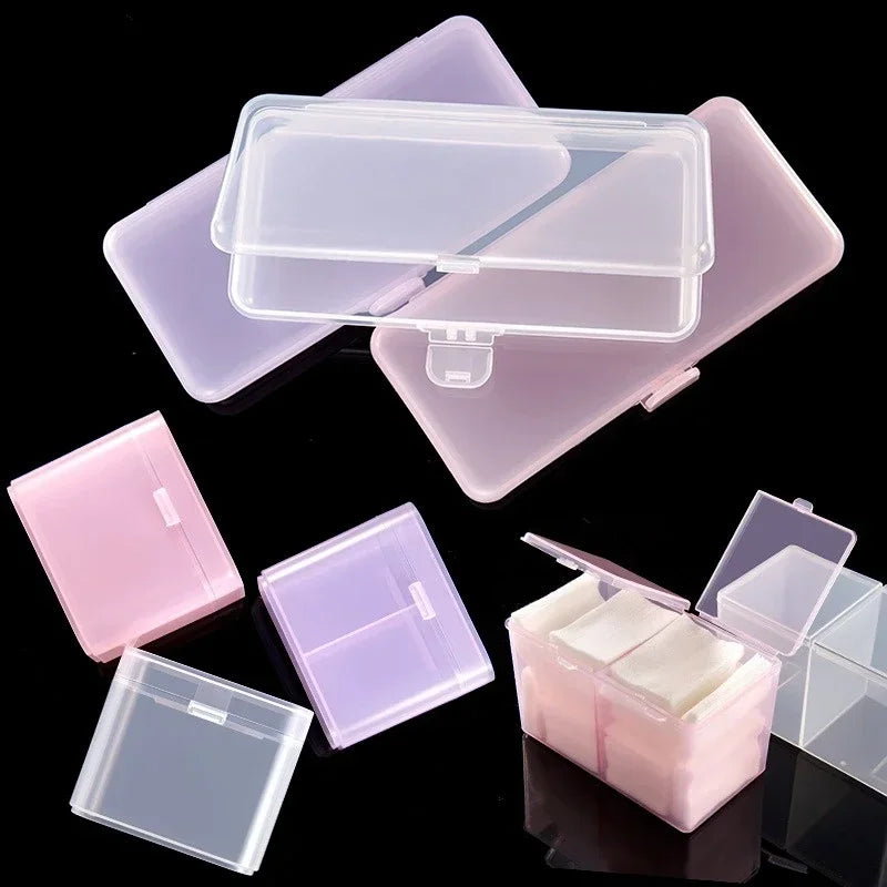 3pcs Empty Plastic Manicure Container, Tweezers, Cuticle Pusher, Brushes, Cleaning Cotton Pads, Rectangle Nail Art Storage Box Peaceful Pleasures Health and Wellness