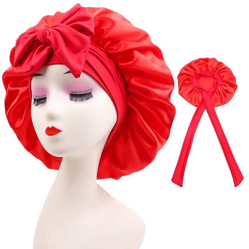 Satin Shower Cap for Women – Waterproof Silk Bonnet Long Hair