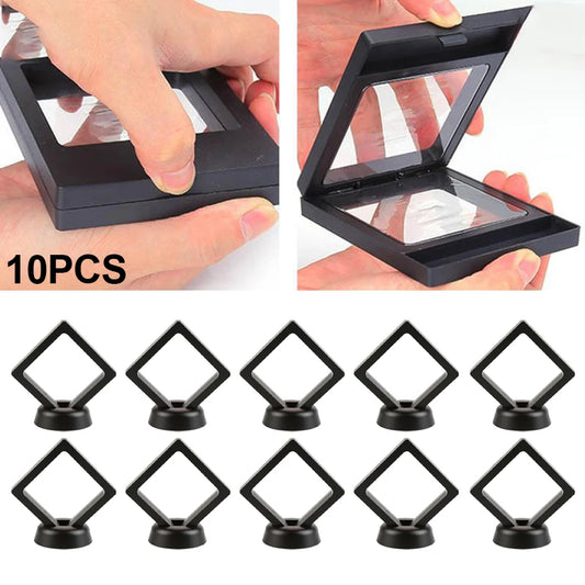 5 3D Floating Picture Frame Stand Box Clear Jewelry Ring Coin Display Peaceful Pleasures Health and Wellness