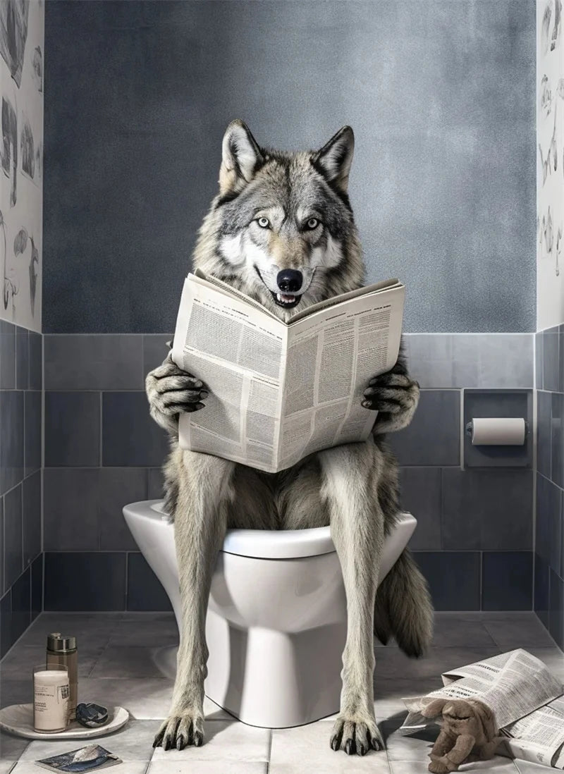 Funny Animal Canvas Poster | Bear Leopard Dog Wall Art Print
