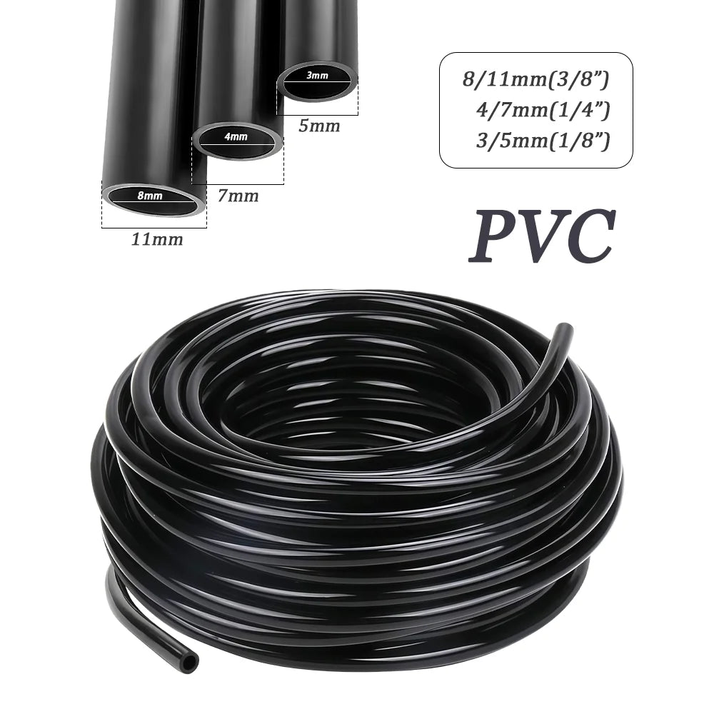 10M-100M 3/5mm 4/7mm 8/11mm Pipes 1/8'' 1/4'' 3/8'' PVC Garden Hose Black Micro Drip Irrigation Tube for Plants Watering System Peaceful Pleasures Health and Wellness WHITE 1/4'' 100M-328.08ft