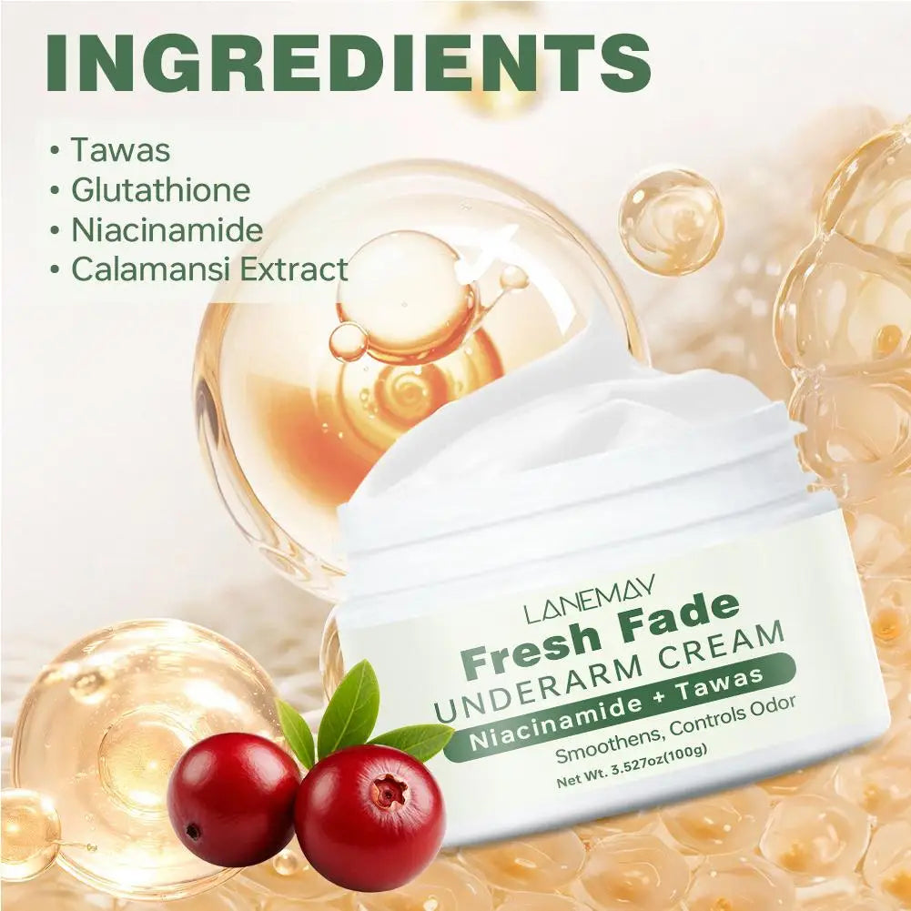 Fresh Fade UNDERARMCREAM Cream Niacinamide Brightens,Smoothens,Controls Odor Underarm Skin Care Moisturizing Body Lotion 100g Peaceful Pleasures Health and Wellness
