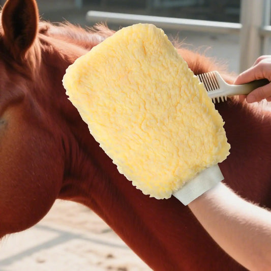 Tick Mitt Applicator Glove for Horses, Fleece Grooming Mitt for Bathing Cleaning, Multifunctional Animal Glove Cats Dogs Bunny Peaceful Pleasures Health and Wellness