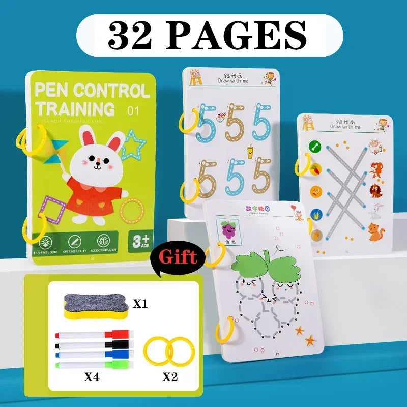 Reusable Magic Tracing Workbook Pen Eraser Book Drawing Practice