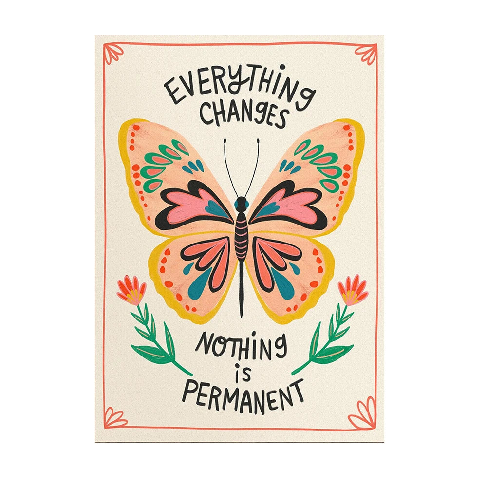 Inspirational Quote Flower Design Canvas Painting Colorful Boho Rainbow Wall Art Poster Print Girl Room Nursery Decor Picture Peaceful Pleasures Health and Wellness QP10801-10 60x80cm No Frame