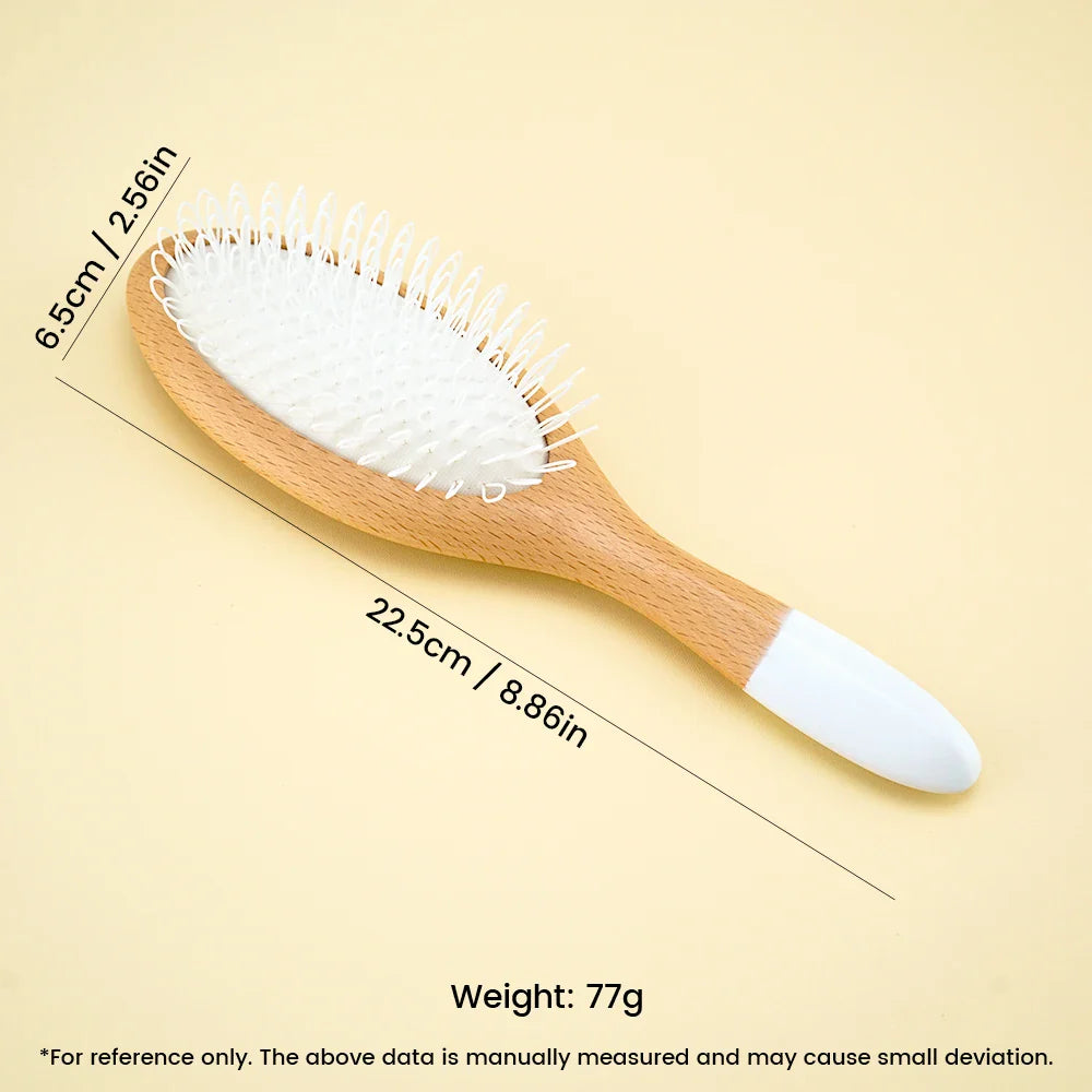 Natural Wood Air Cushion Hair Brush – Gentle Bristles