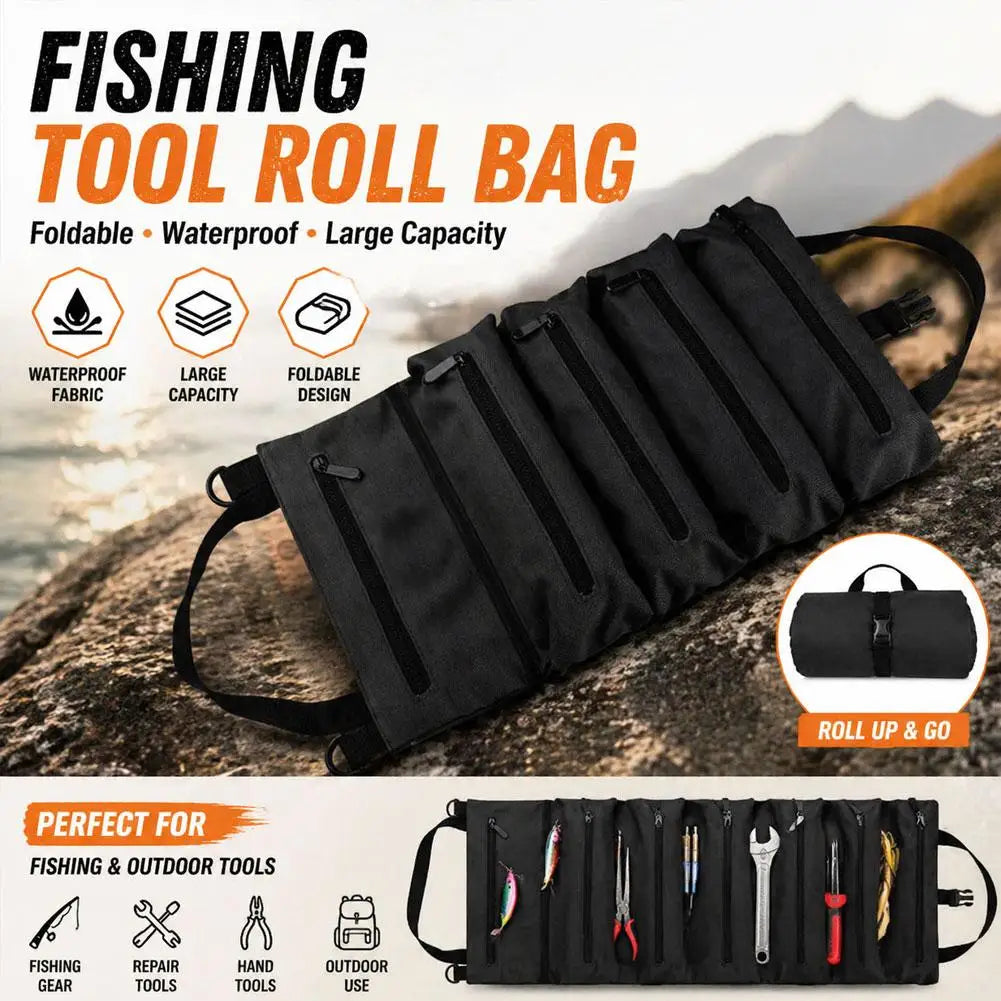 Canvas Tool Roll Storage Bag Multi-Pocket Tool Organizer Pouch Heavy Duty Wrench Roll Bag for Camping,Fishing,Outdoor Work Peaceful Pleasures Health and Wellness