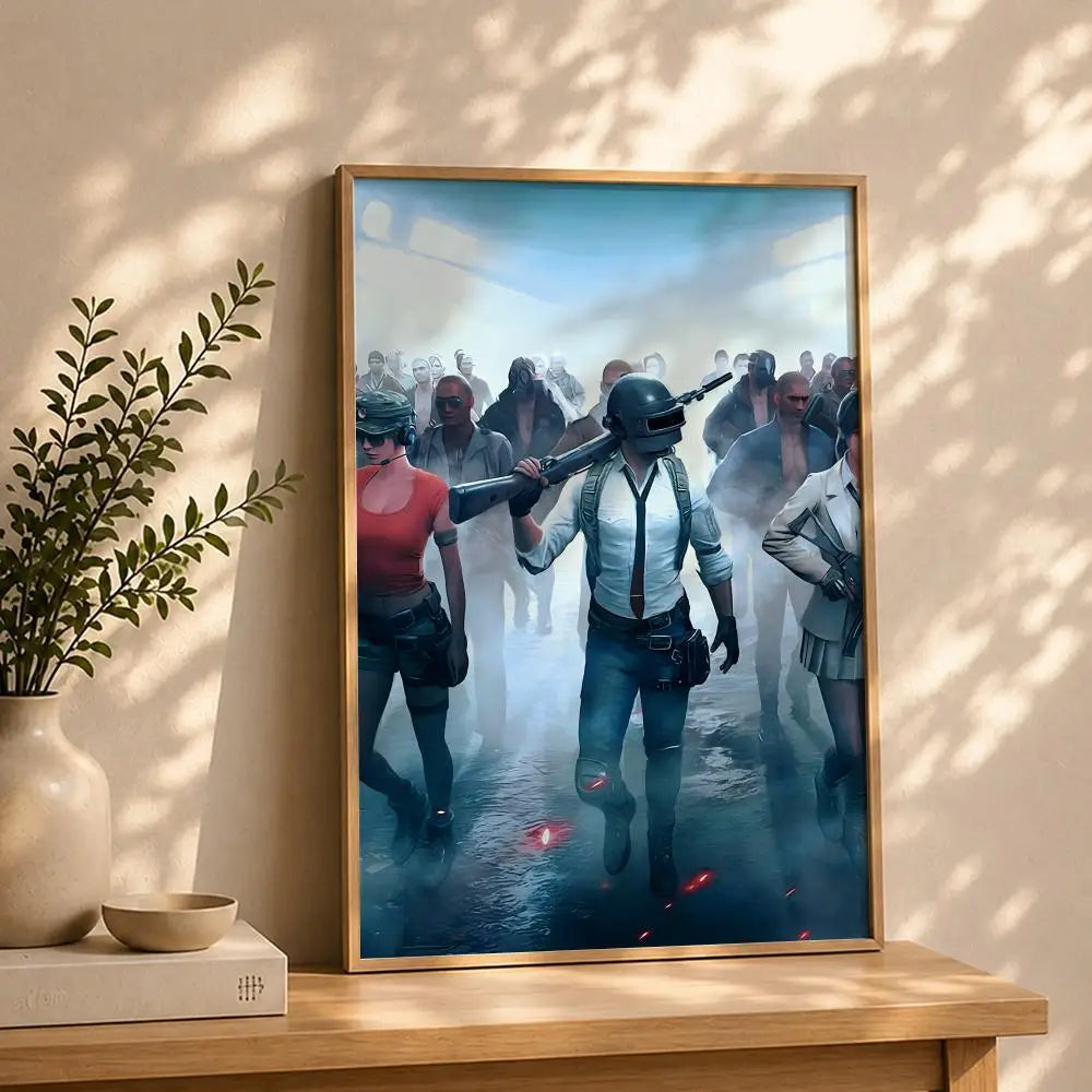 PUBG Battlegrounds HD Wall Poster – Self-Adhesive Waterproof Gaming Wall Poster Peaceful Pleasures Health and Wellness White15 15X20cmNoframe