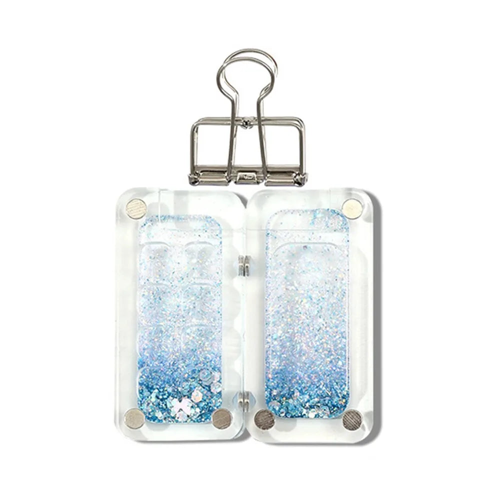 Acrylic Watercolor Paint Palette Magnetic Quicksand Travel Painting Tray Foldable Waterproof Paint Pigment Box Outdoor Peaceful Pleasures Health and Wellness -Blue-8 Grid