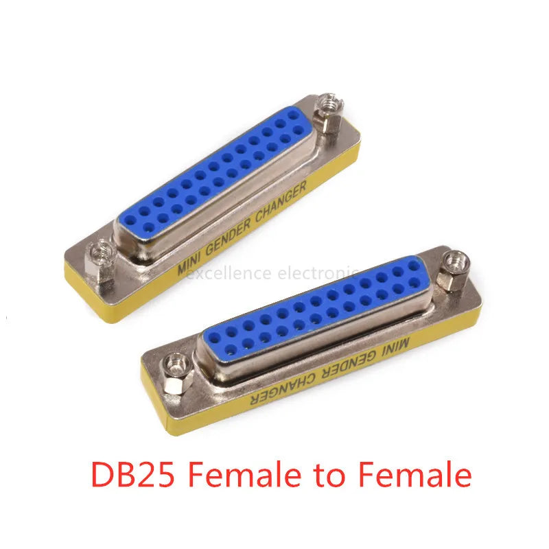 2PCS DB9 DB15 DB25 Gender Changer Adapter RS232 Com D-Sub To Male Female VGA Plug Connector 3Row 15Pin Peaceful Pleasures Health and Wellness DB25 Female Female