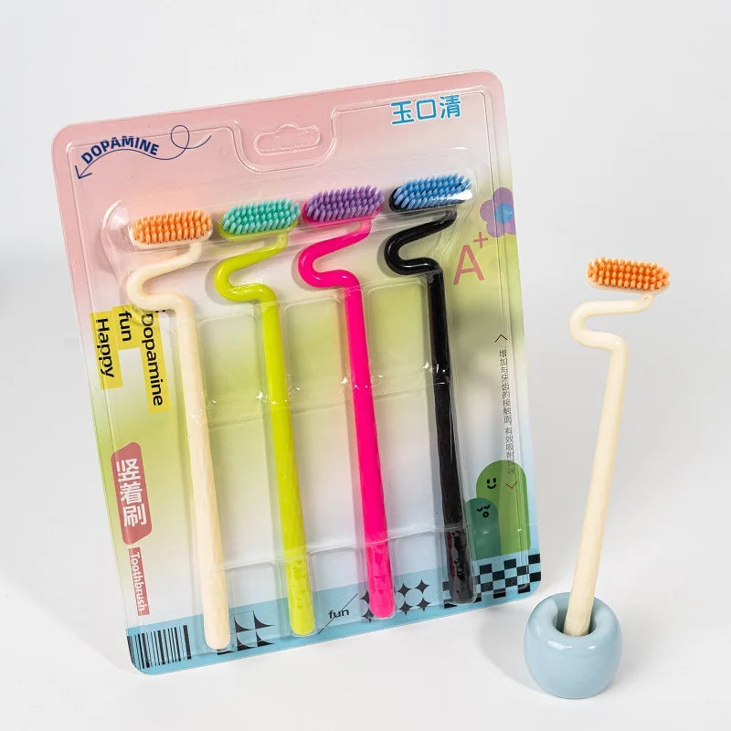 Adult Soft Bristle Wide Head S Shape Vertical Bass Toothbrush 4 Pack Oral Care Premium Manual Dental Brush Teeth Cleaning Tools Peaceful Pleasures Health and Wellness
