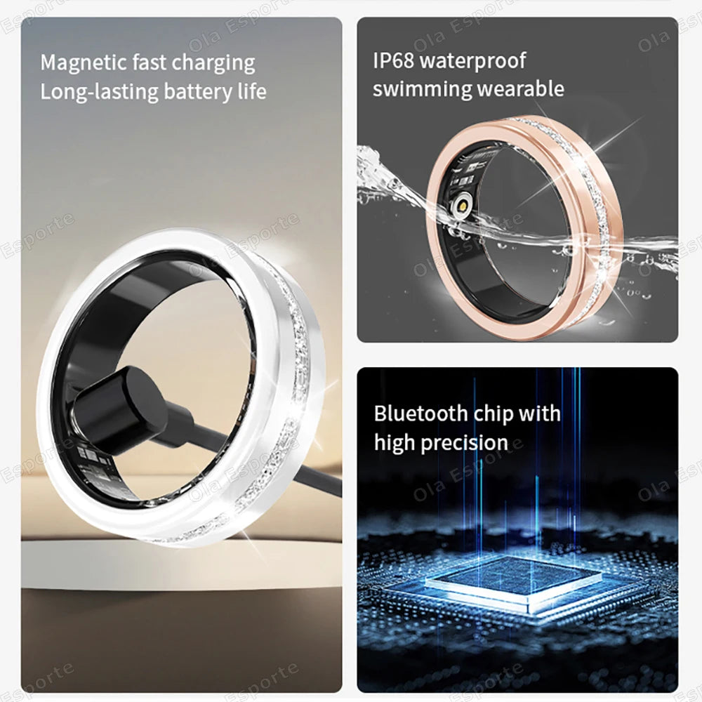 Women's Diamond Smart Ring IP68 | Heart Rate & Fitness Tracker