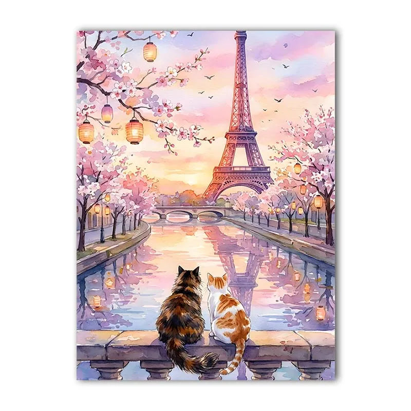 Landscape Wall Art Stunning Romantic Cat Couple Canvas Painting Nordic Style Poster Prints Bedroom Living Room Wall Decor Peaceful Pleasures Health and Wellness 04 40x50cm No Frame China Mainland