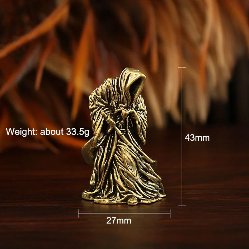 Brass Holy Death Statue Standing Religious Decorative Figurine Grim