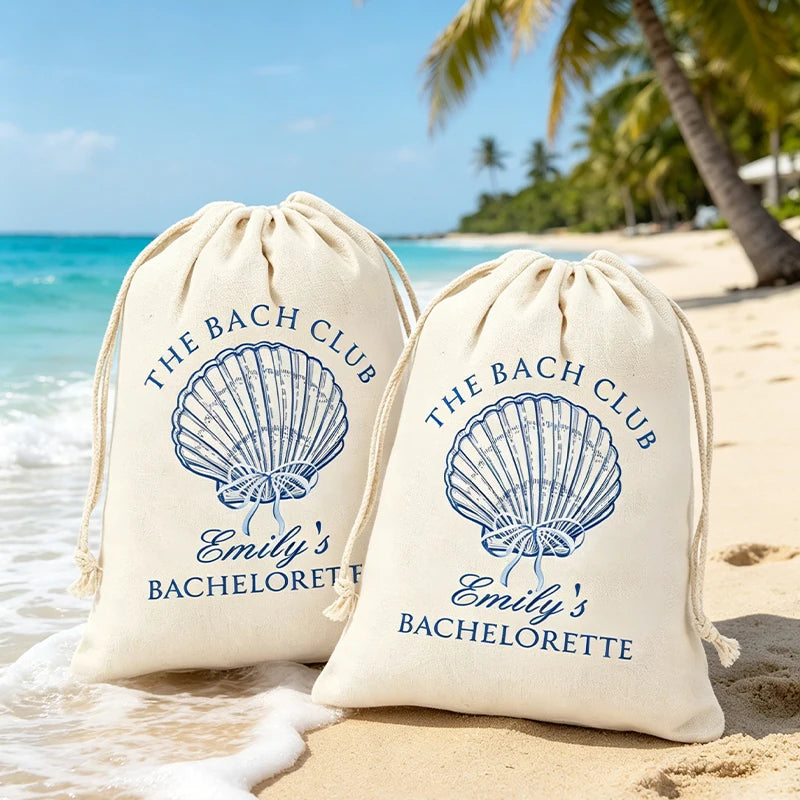 Personalized Bach Club Seashell Bags | Bachelorette Party Favor Party Favor Bags Peaceful Pleasures Health and Wellness