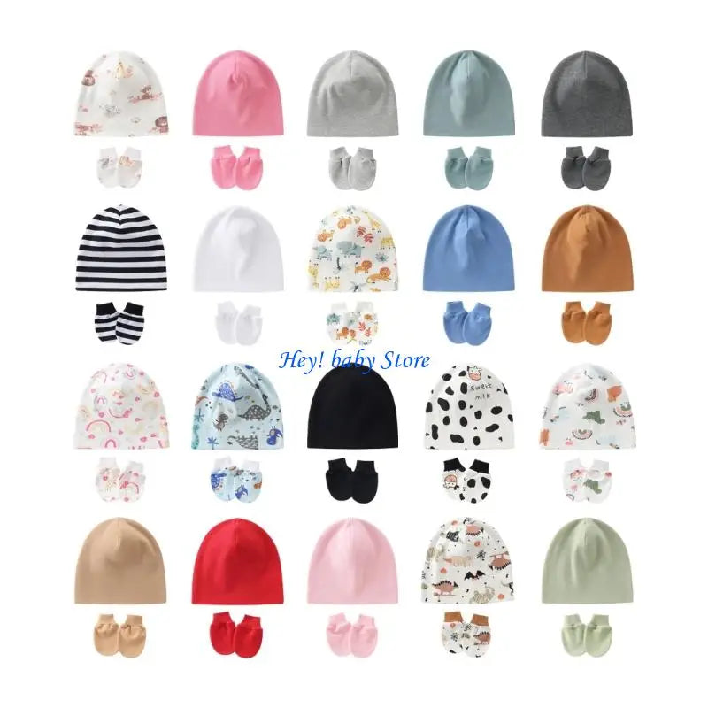 Newborn Baby Hat & Mittens Set | Soft Cotton, 0–3 Months