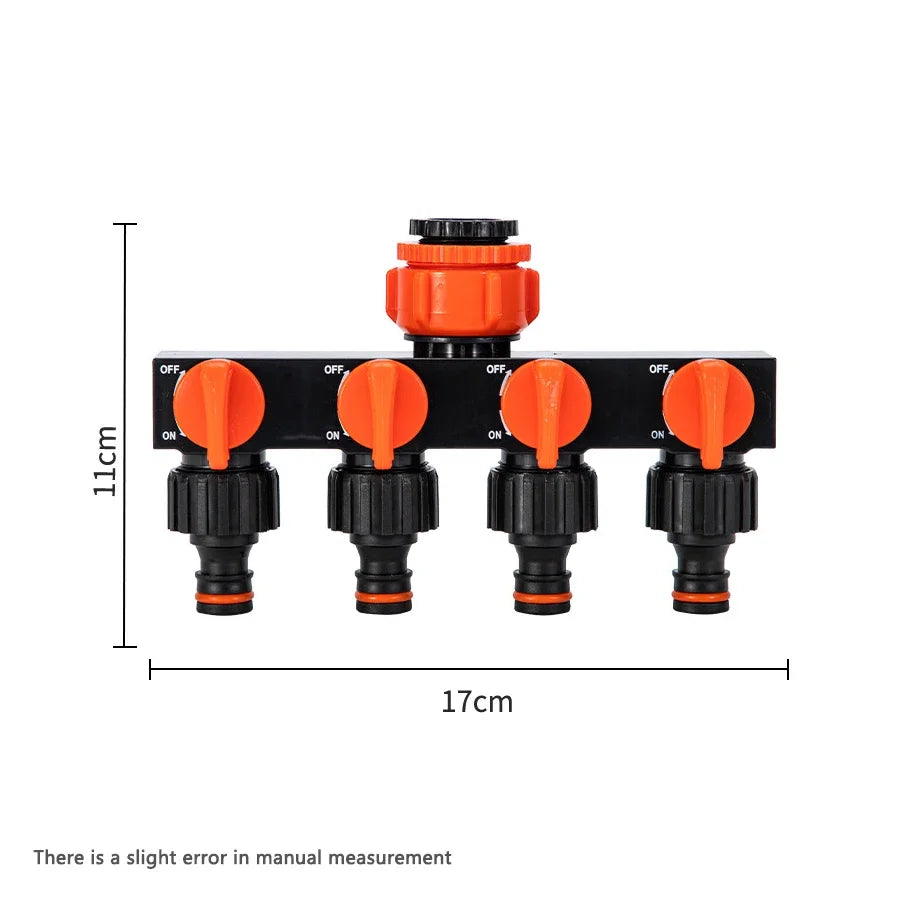 4-Way Garden Hose Splitter & Faucet Water Distributor Hose Splitter Peaceful Pleasures Health and Wellness Orange