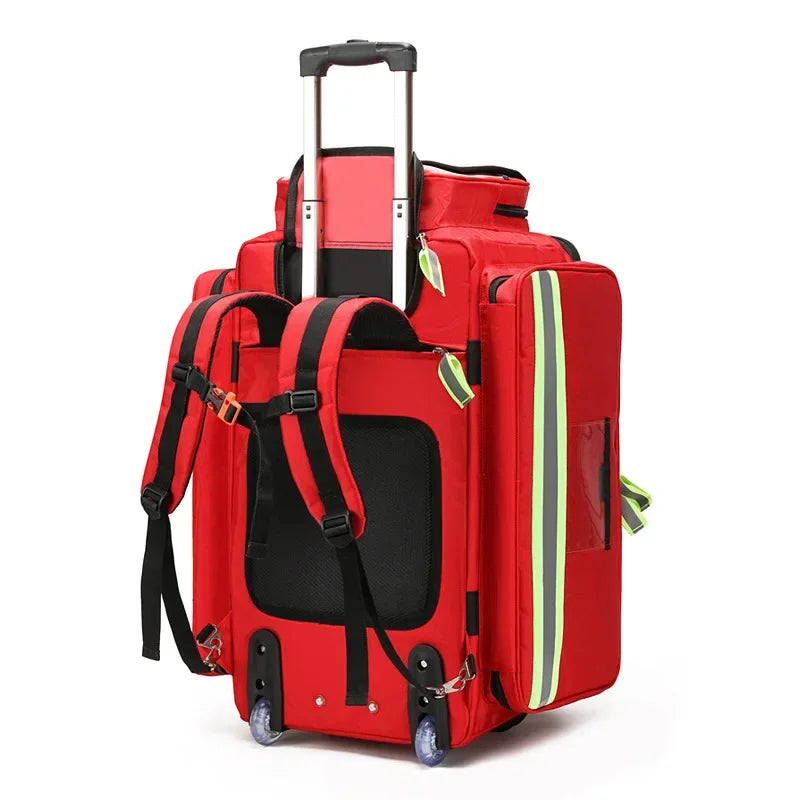 Empty Detachable Trolley Backpack Survival First Aid Kits Medical Care Trolley Emergency Rescue Doctor First Aid Bag Peaceful Pleasures Health and Wellness