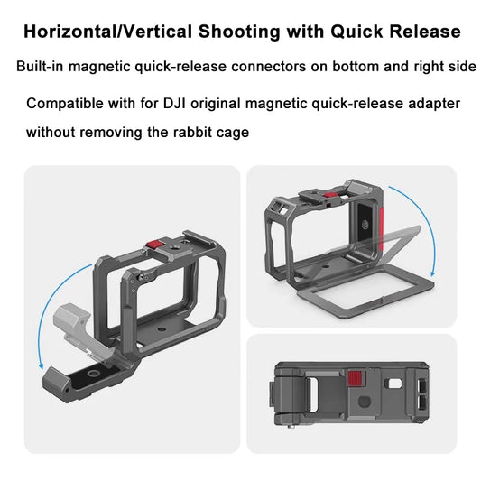 Quick-Shot Street Grip Vlog Holder Combo Camera Grip Holder For Dji Osmo Action6 Camera Rabbit Cage Camera Accessories Peaceful Pleasures Health and Wellness