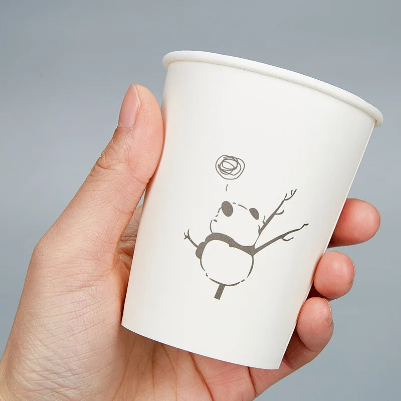 Hot 50pcs Disposable Cartoon Cute Cups White Thicken Durable Cups for Cold Drinks Household Party Office Coffee Cup LIUYING Peaceful Pleasures Health and Wellness C 50pcs