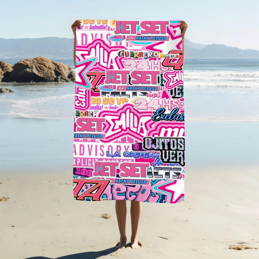 Emilia Mernes Music Print Quick-Dry Beach & Sports Towel
