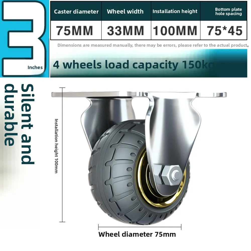 3/4/5 Inch Silent Swivel Rubber Caster Wheel – Heavy Duty