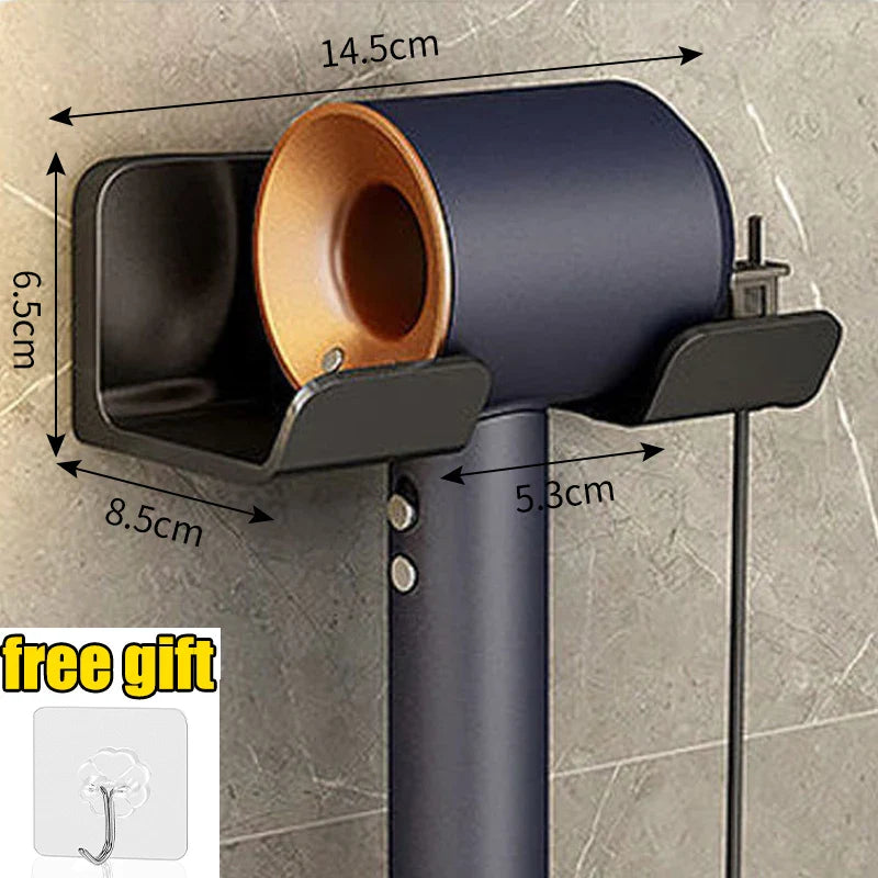 Wall-Mounted Hair Dryer Holder & Bathroom Organizer