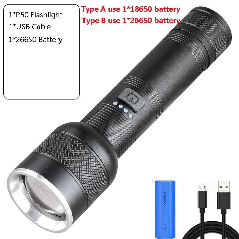 POCKETMAN XHP50 LED Tactical Flashlight – Rechargeable Torch