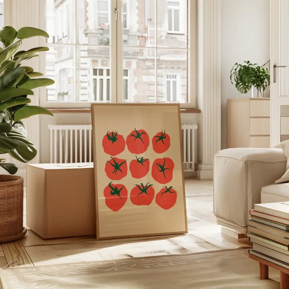 A Frameless Tomato Print,Kitchen Wall Art, Food Art,Mediterranean Print,Printable Wall Art Canvas Poster,for Kitchen Wall Decor Peaceful Pleasures Health and Wellness