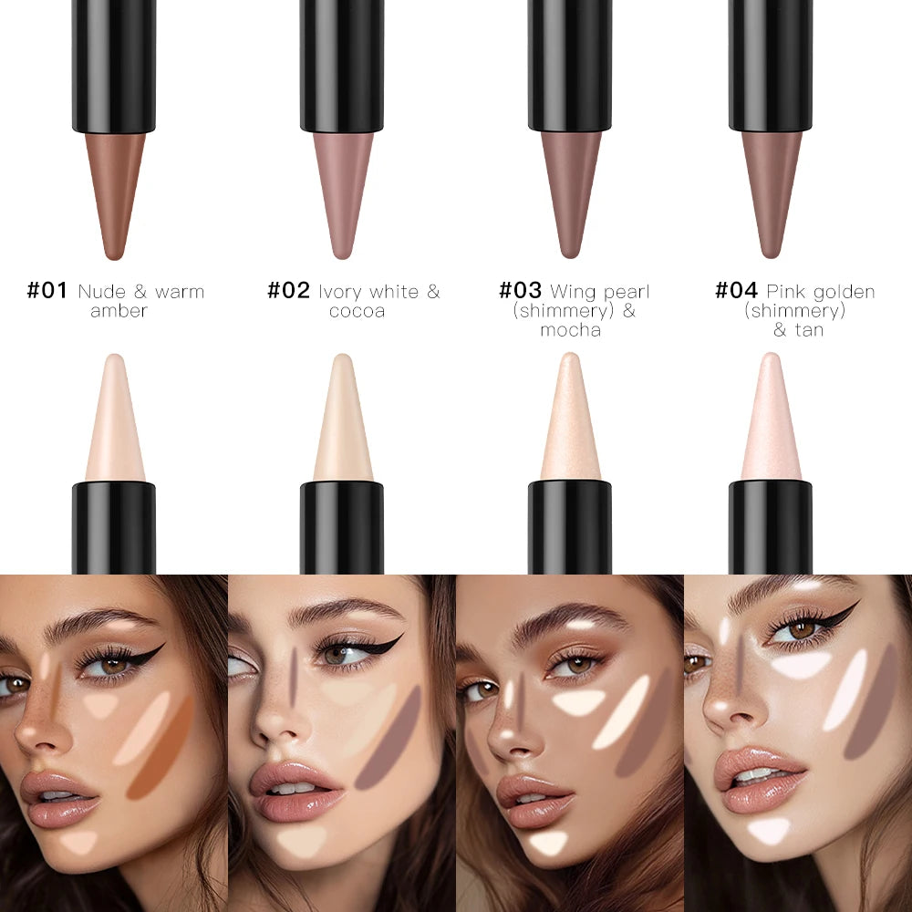 Contouring Stick with Double-headed Concealer Highlighter for Three-dimensional Nose Bridge Shadow V Face High Nose Bridge Peaceful Pleasures Health and Wellness