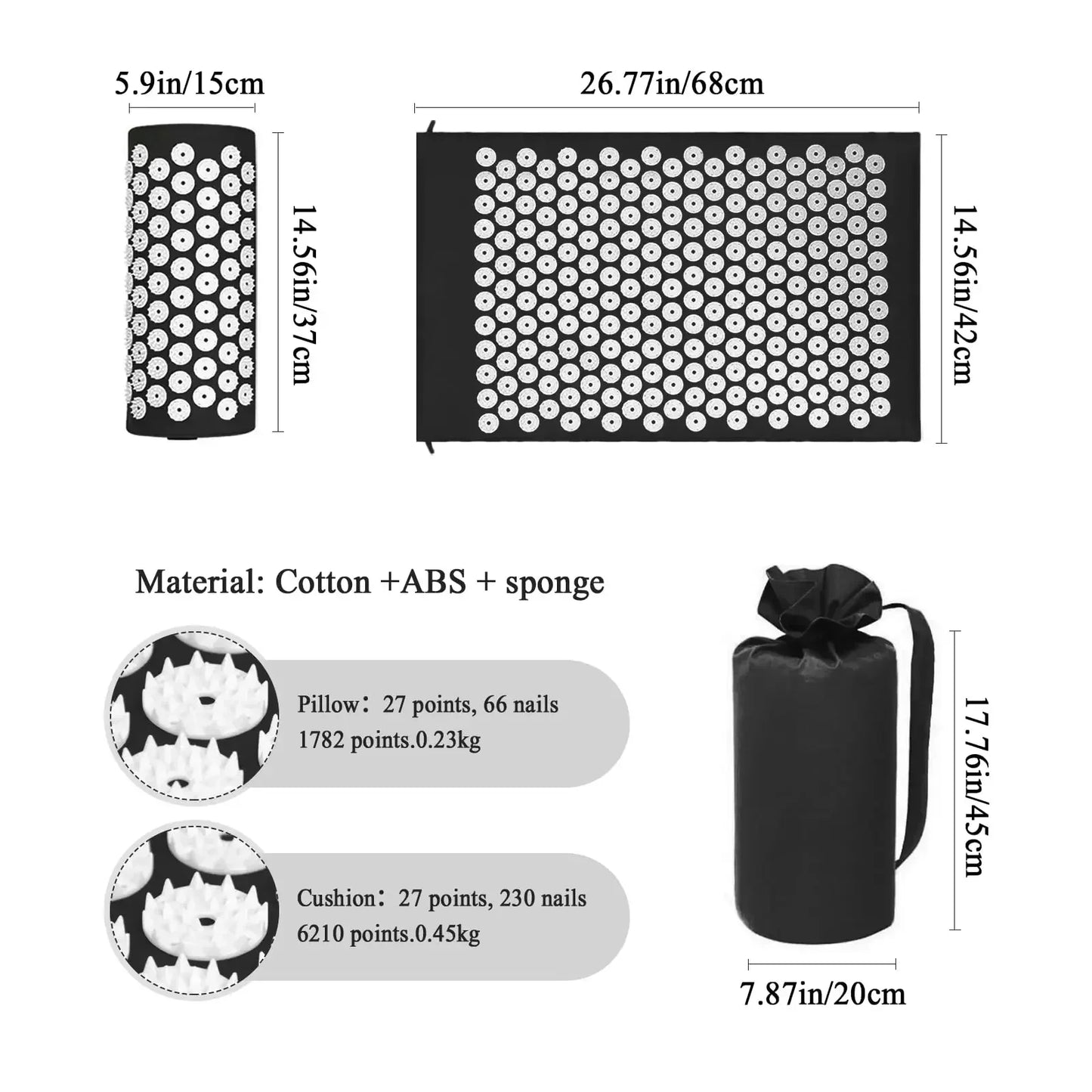 1PC/SET Massager Cushion Acupressure Mat Pillow Relieve Stress Back Pain Massage for Acupuncture Yoga Muscle Relaxation Peaceful Pleasures Health and Wellness