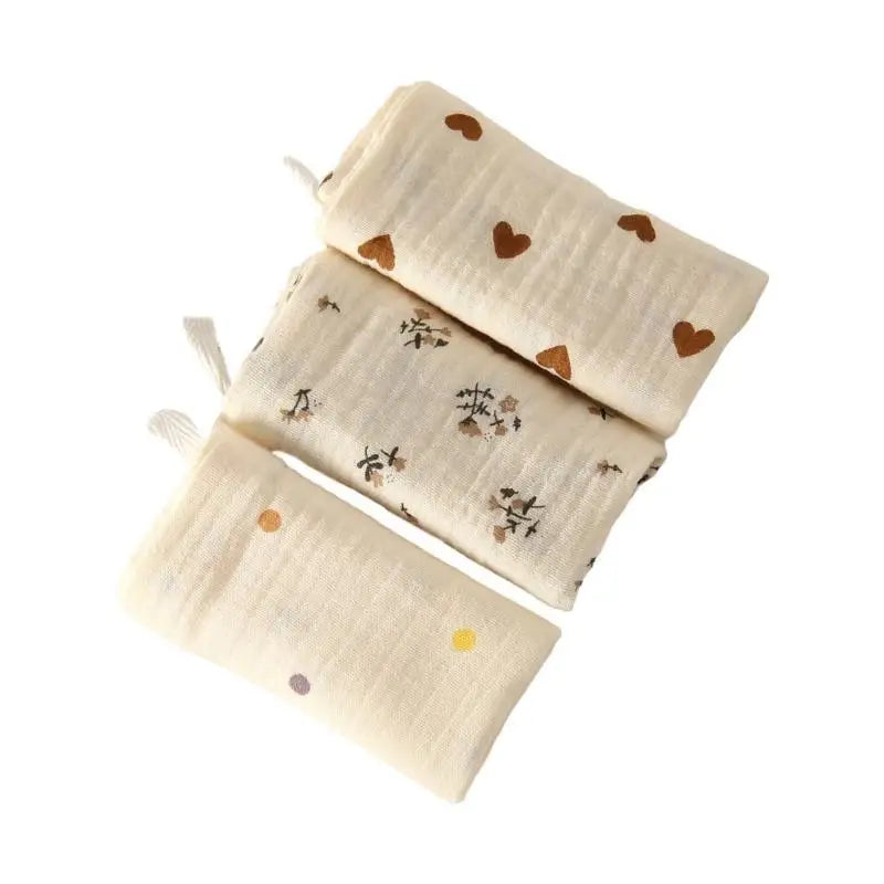 Baby Burp Cloths Set of 3 – Soft 4-Layer Cotton Square Towels
