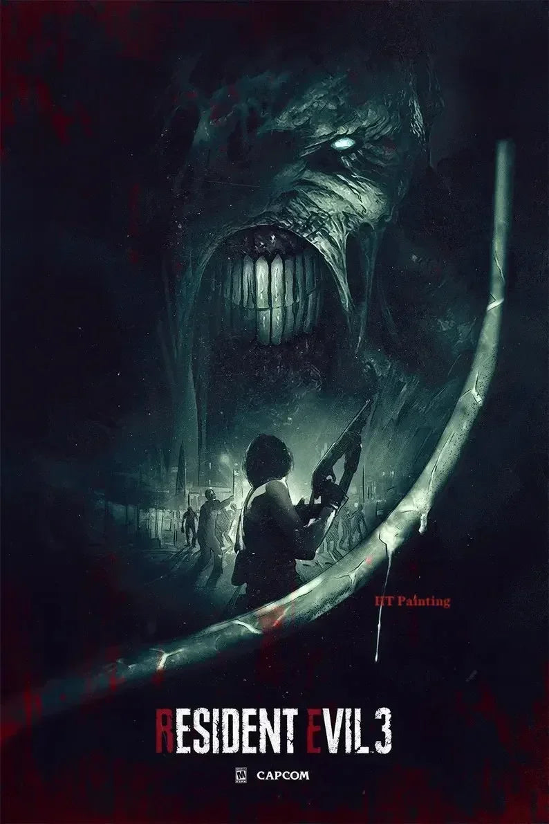 Classic Hot Video Game Resident-Evil 2 3 4 All Characters Vintage Poster Canvas Painting Wall Art Pictures Home Gamer Room De Peaceful Pleasures Health and Wellness 1 50x70cm