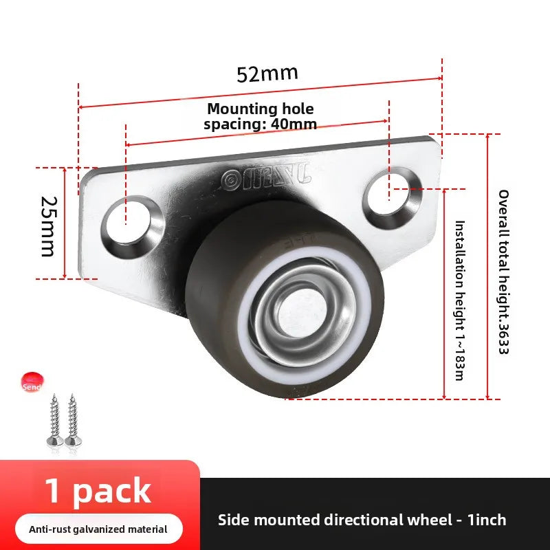 4-Pack Silent Rubber Furniture Casters – Side Mount Low Profile