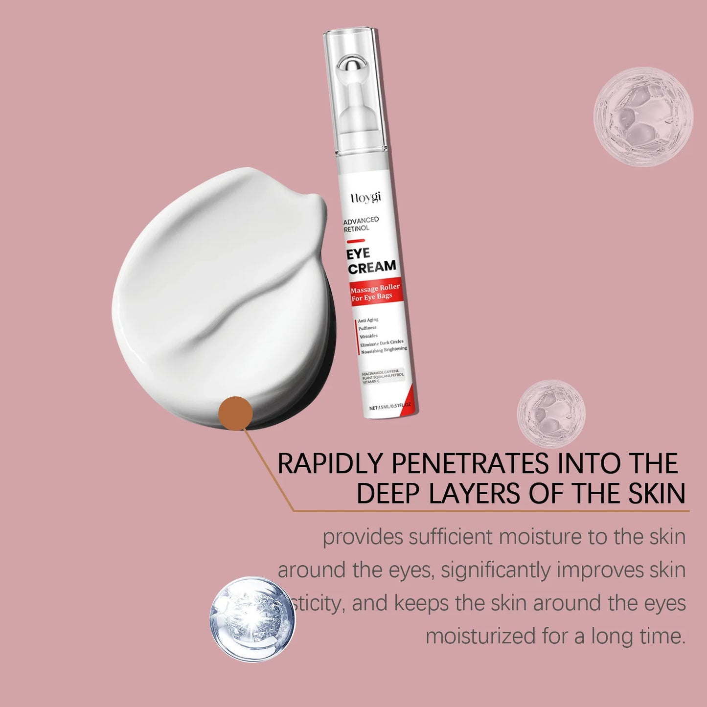 Retinol Eye Cream Anti-Puffiness Lightening Dark Circles Eye Bags Remove Fade Fine Lines Firming Moisturizing Eyes Care Serum Peaceful Pleasures Health and Wellness