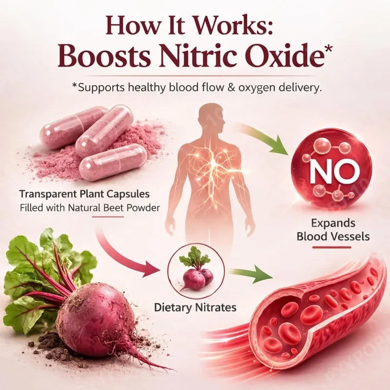 Organic Beet Root Capsules 1300mg | Vegan Supplement 60ct