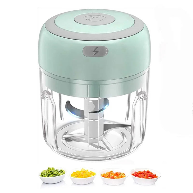 Electric Mini Garlic Chopper 250ml Wireless Portable Onion Chopper Mini Chopper Food Processor For Pepper Chili Vegetable Nuts Peaceful Pleasures Health and Wellness green