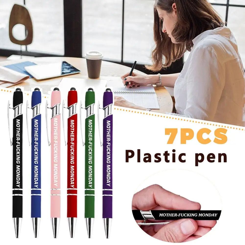 Fun Stress-Relieving Daily Quotes Metal Plastic Ballpoint Pen Set Smooth Writing Office School Supplies Creative Stationery Kit Peaceful Pleasures Health and Wellness