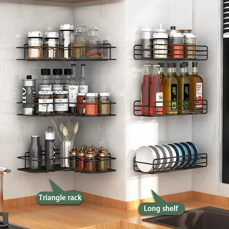 No-Drill Metal Wall Shelf | Bathroom & Kitchen Organizer