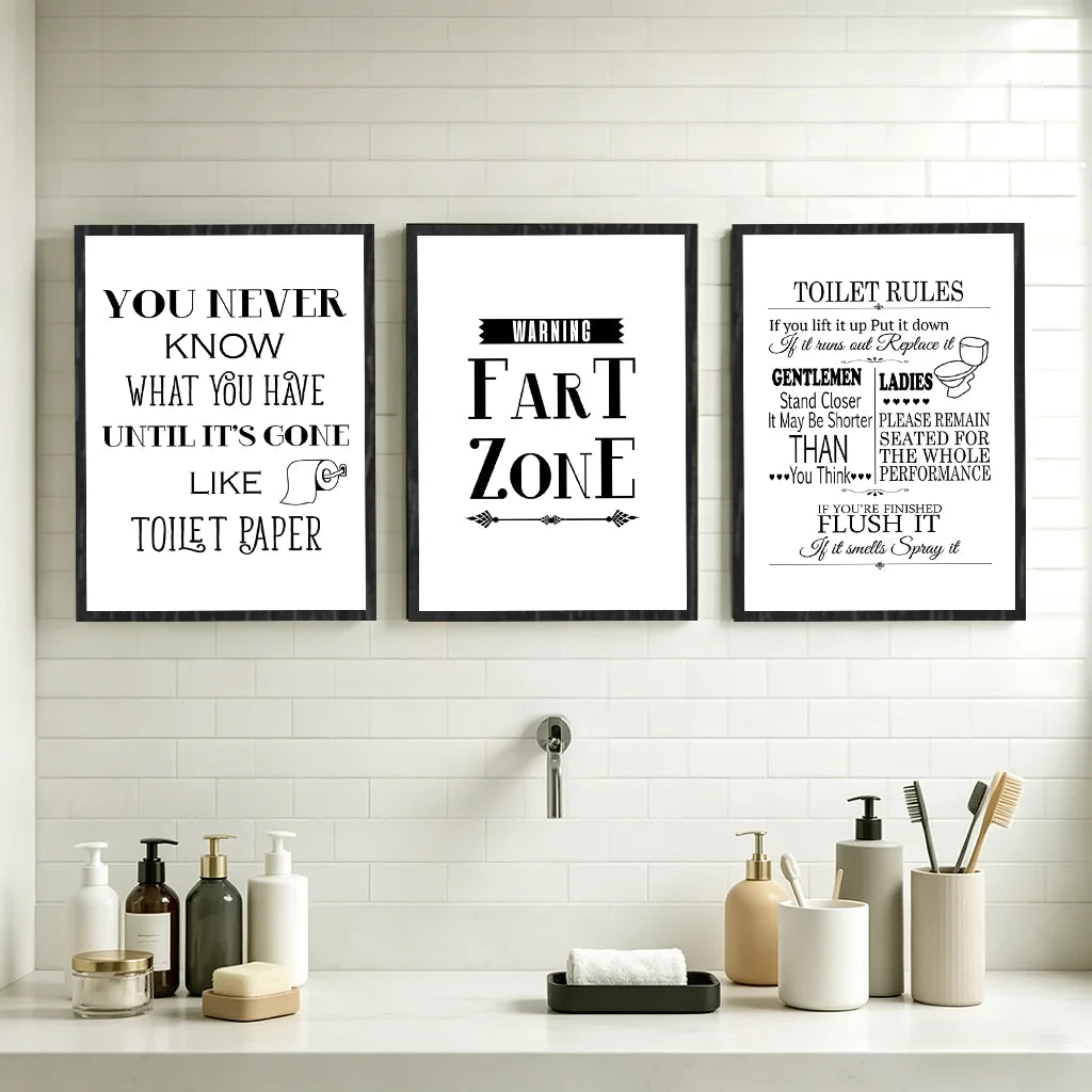 Nordic Funny Bathroom Canvas Wall Art | Toilet Quote Poster Canvas Wall Art Peaceful Pleasures Health and Wellness