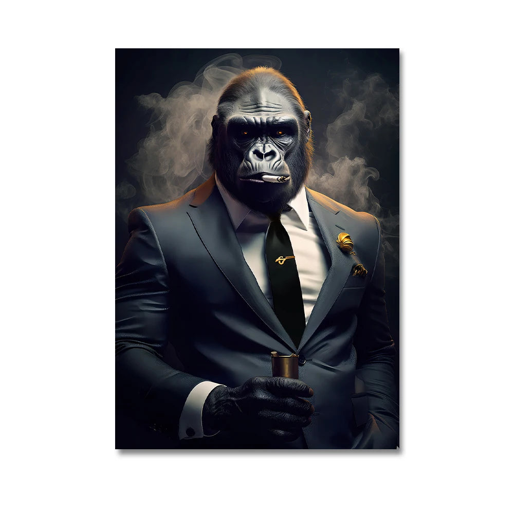 Nordic Gorilla Suit Abstract Canvas Wall Art | Modern Decor